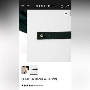 GIGI PIP leather hat band with pin black